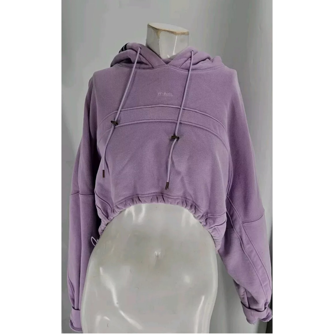 Adidas X Ivy Park Women's Hoodie Small Lavender Cotton Cropped Drawstring Y2k